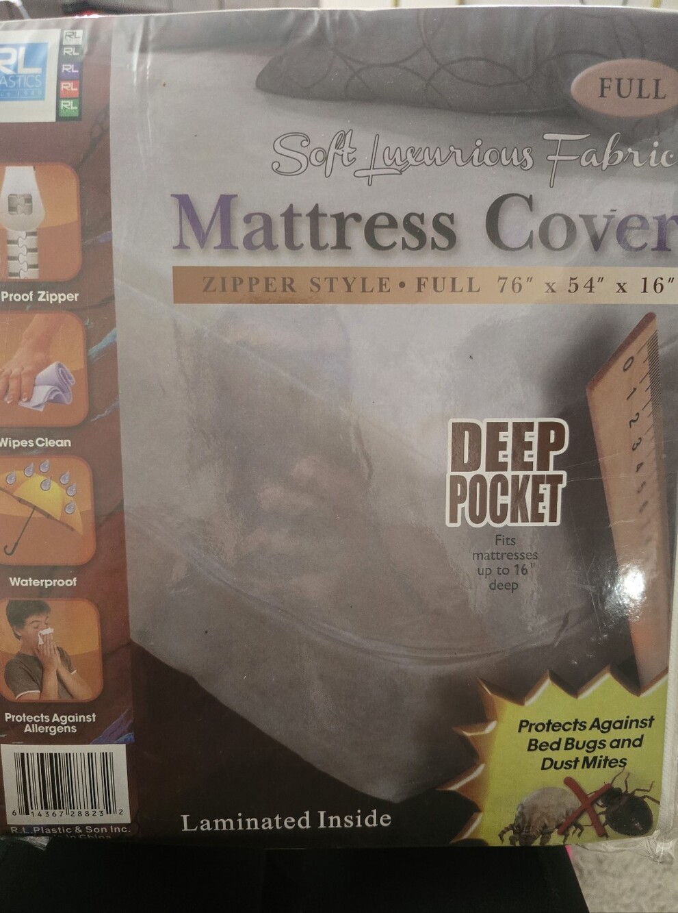 Mattress Cover Full Size - White Deep Pocket Waterproof Zipper Style